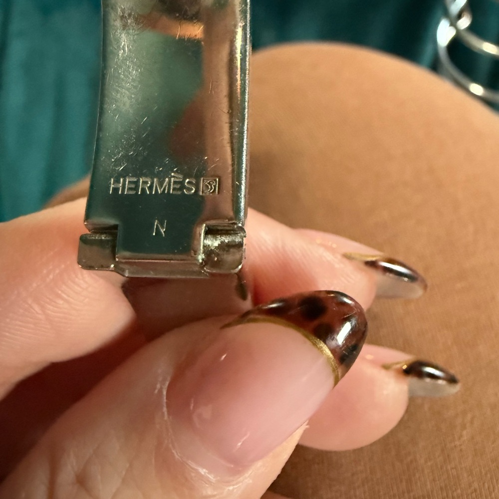 Hermes Turquoise Enamel H-Style Cuff Bracelet - Picture 5 of 9